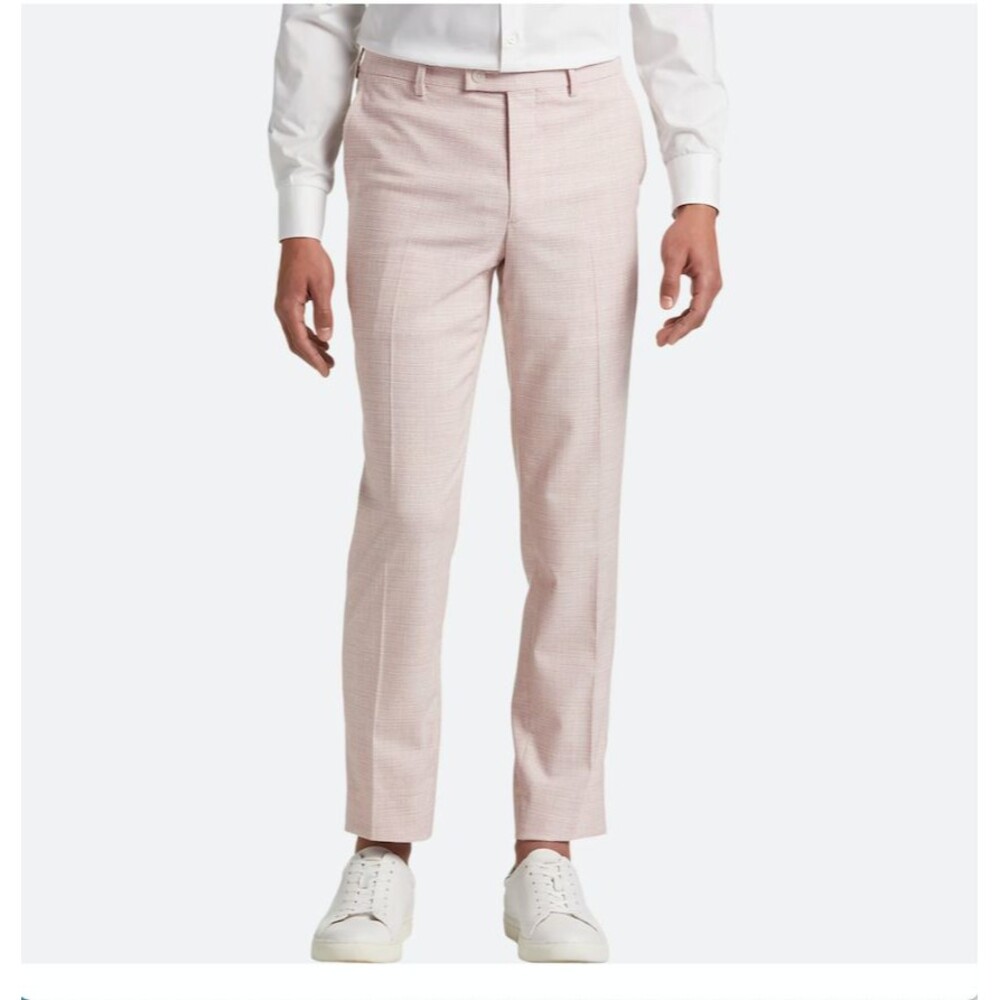 Egara Skinny Fit Suit Separates Pants for Men - 29W/32L Rose Tic Dress Trousers